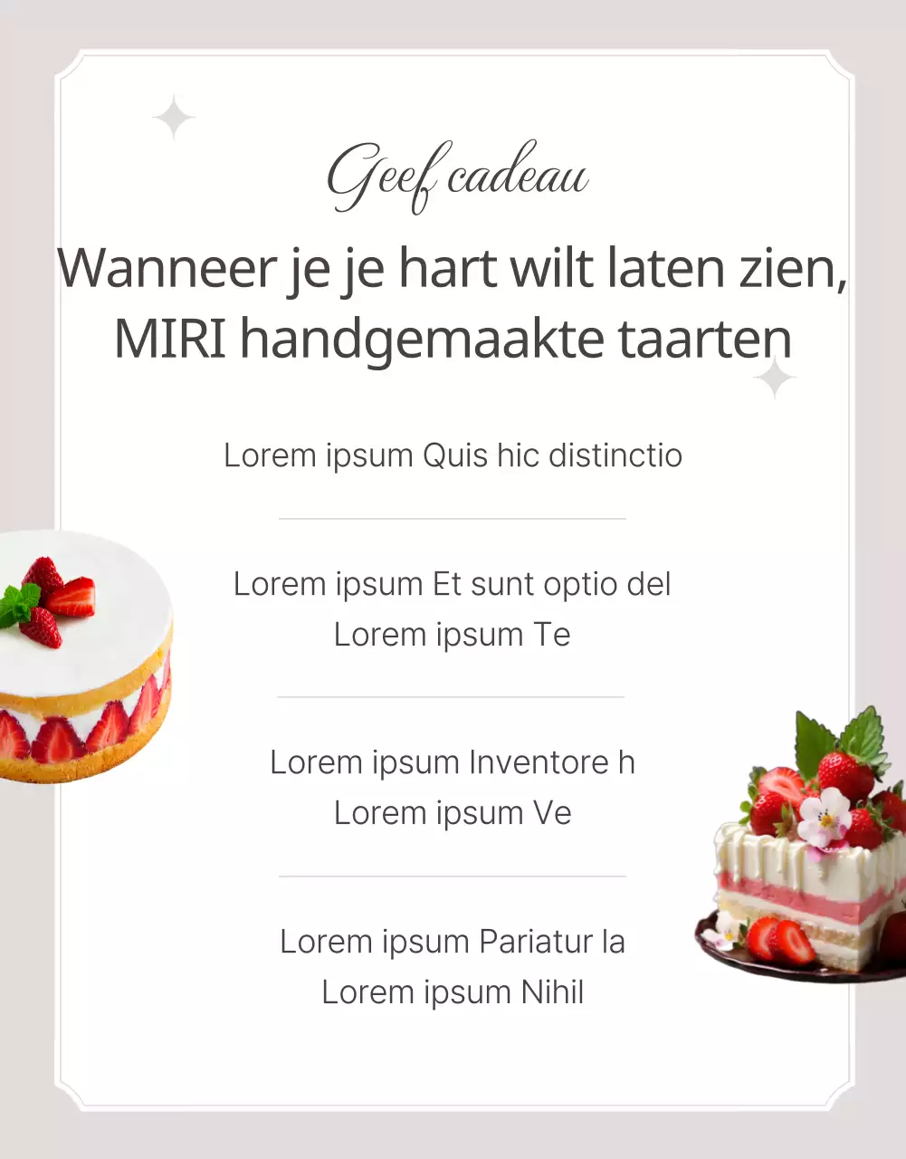 Promoot een klassieke bakkerijtaart in beige