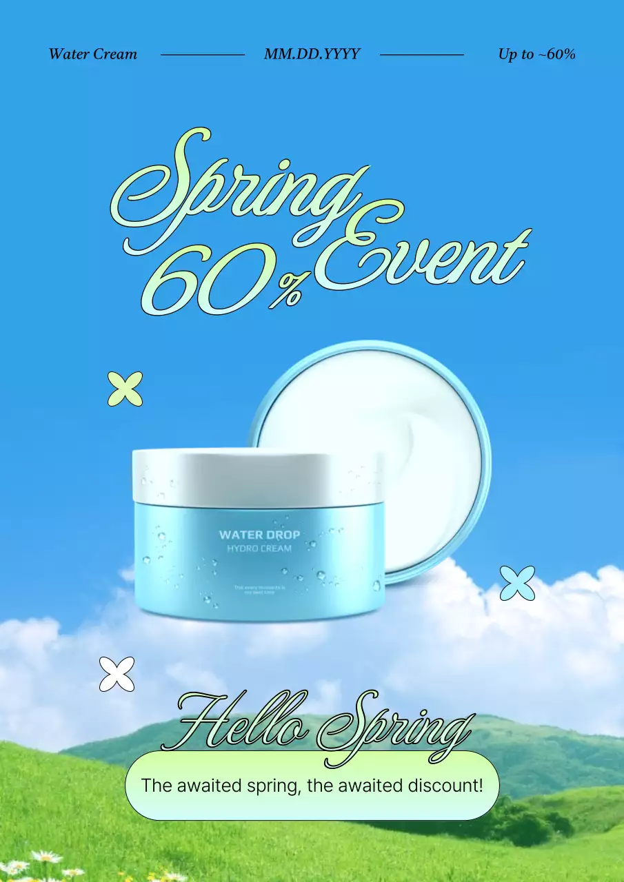 Blue Modern Skincare Promotion Poster