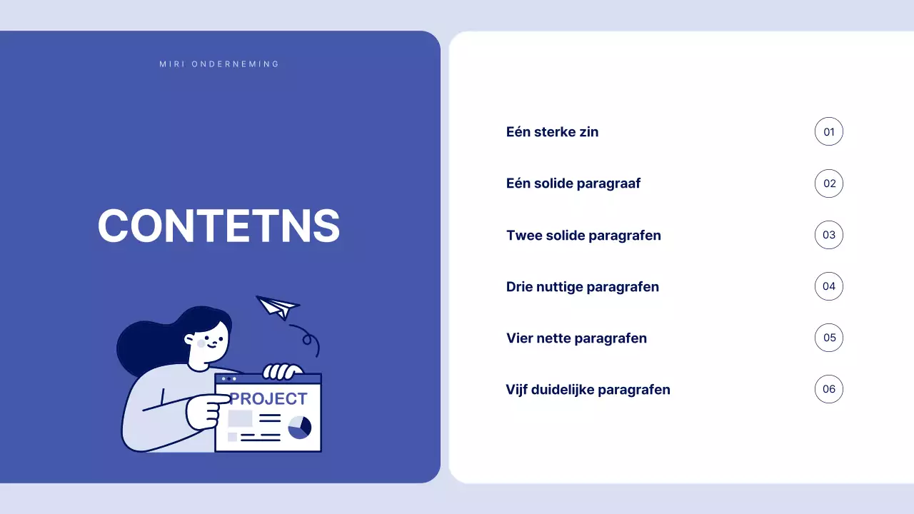 Eenvoudige tekst in blauw voor een rapport waar je veel over kunt schrijven