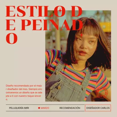 Promueve recomendaciones de peinados modernos en beige y rojo