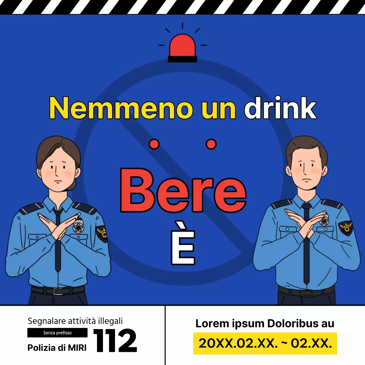 Gli accenti blu e rossi promuovono il controllo della polizia sulla guida in stato di ebbrezza
