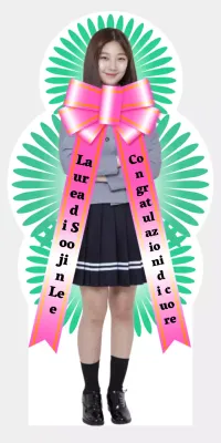 Una persona con il nastro di una corona di fiori rosa