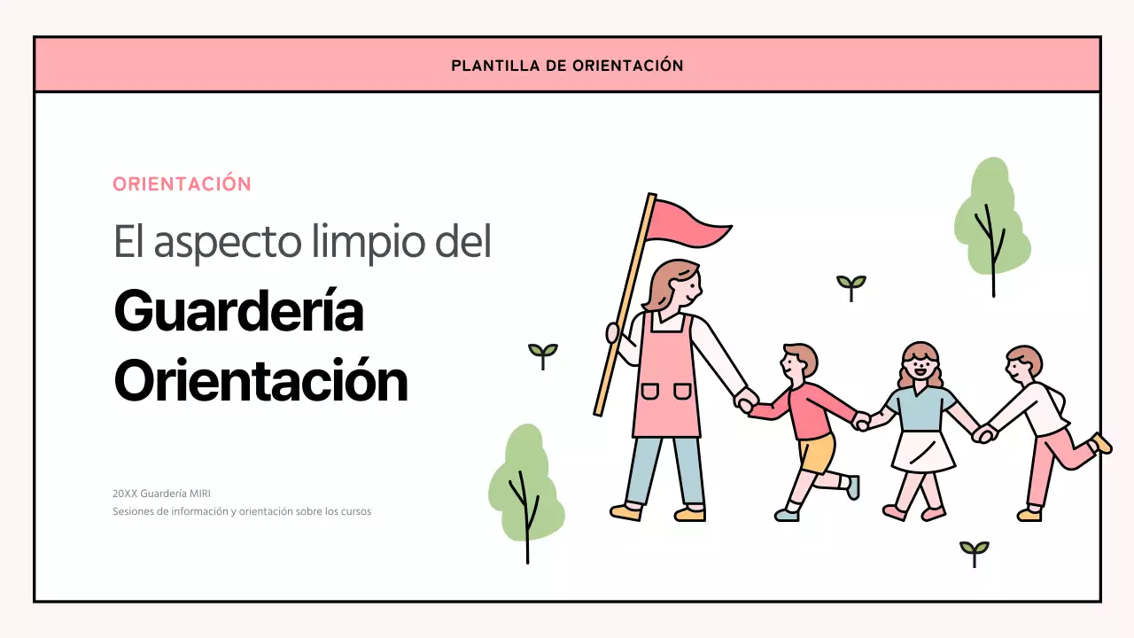 Una sencilla carta de orientación para la guardería en rosa y verde lima
