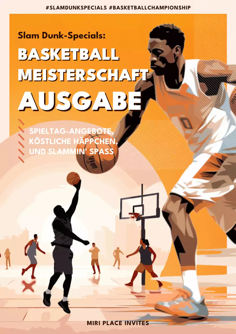 Orange und beige Jahrgang Basketball März Wahnsinn Promo