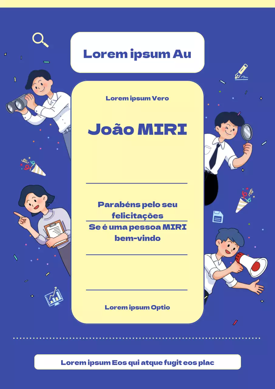 Um bonito folheto de boas-vindas ao trabalho em azul e amarelo