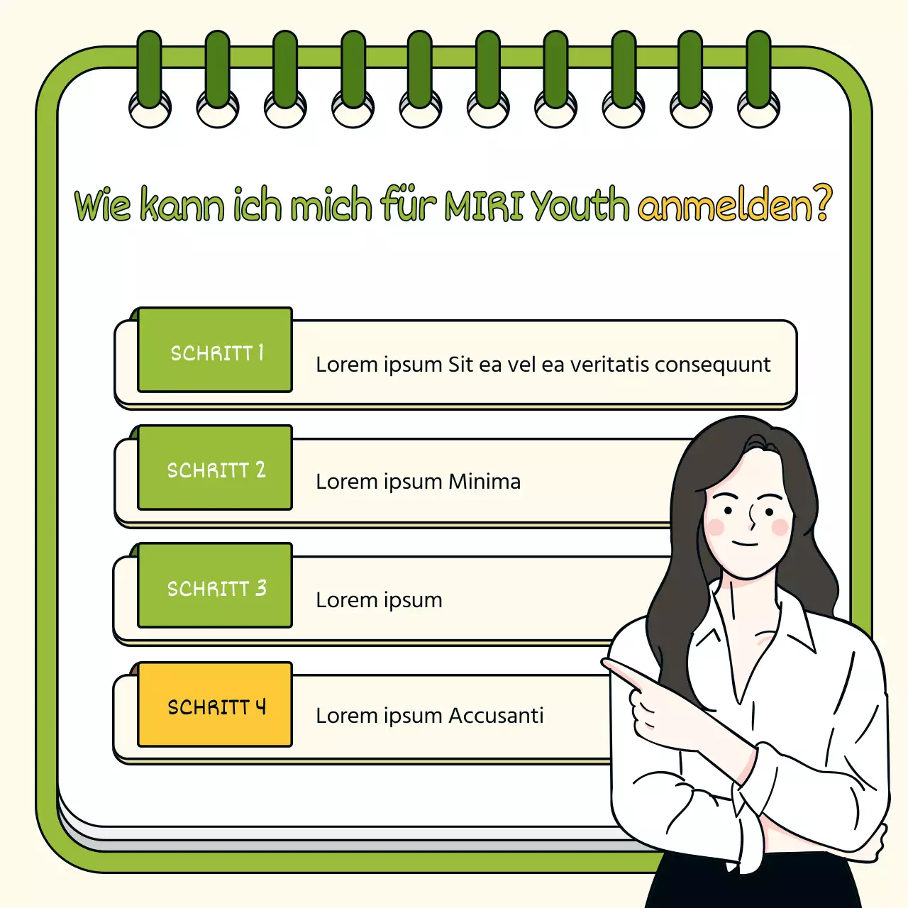 Ein einfaches gelbes und grünes Rekrutierungsfeld