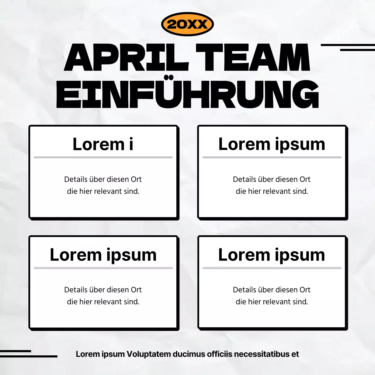 Minimalistische Werbeanzeige eines Fußballvereins in Schwarz und Orange