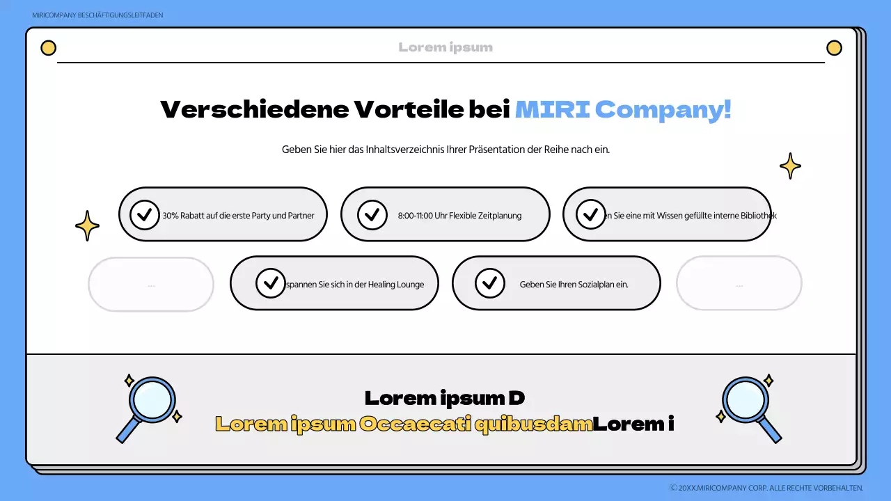 Blaues und gelbes Onboarding-Buch Schulungsmaterial