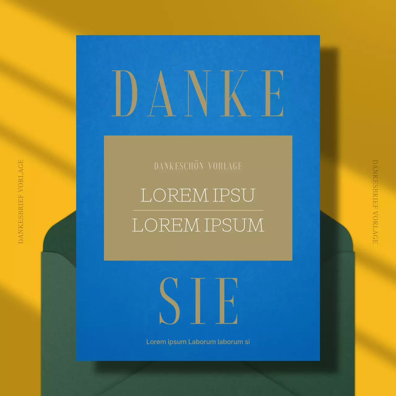 Modernes Dankesbriefpapier in Blau und Gelb