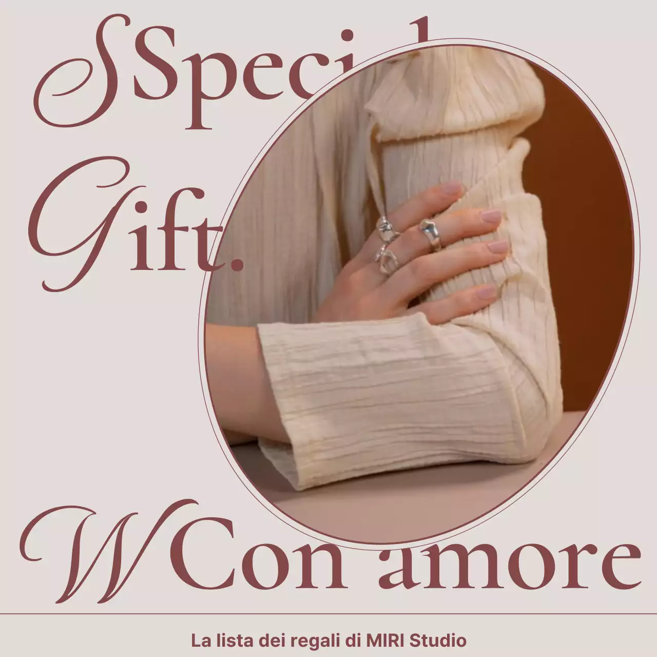 Un annuncio che vende un lookbook di accessori di gioielleria di tendenza in rosa e marrone.