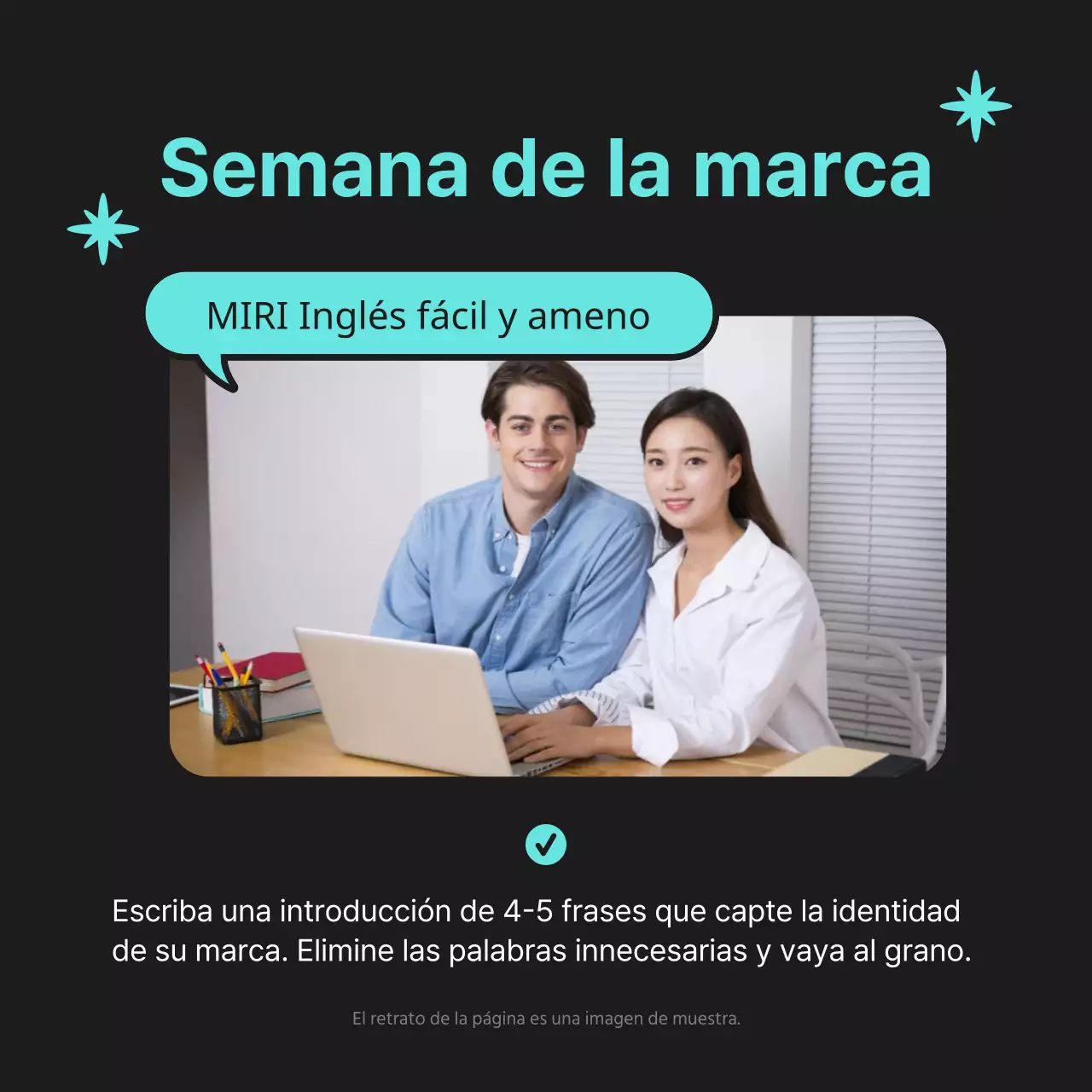 Un sencillo boletín de marca en negro y azul claro