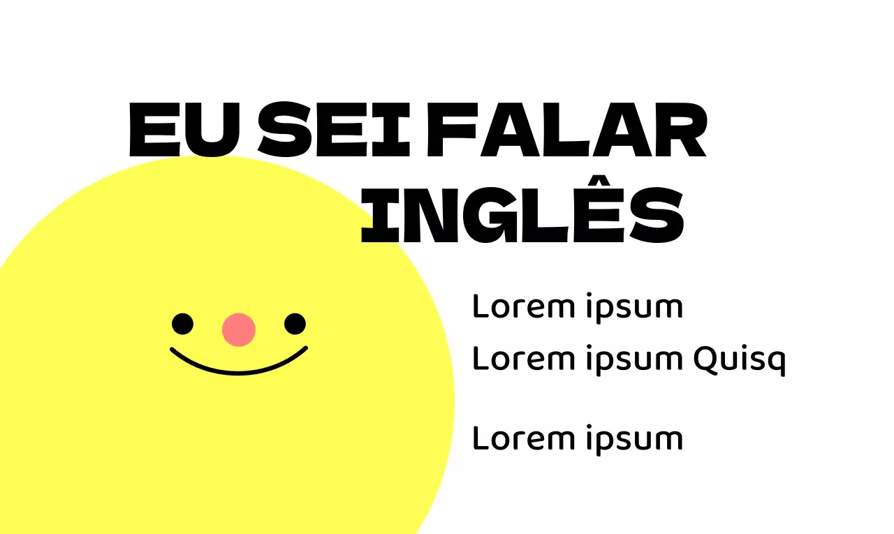 Conceito promocional em amarelo e preto para uma escola de inglês