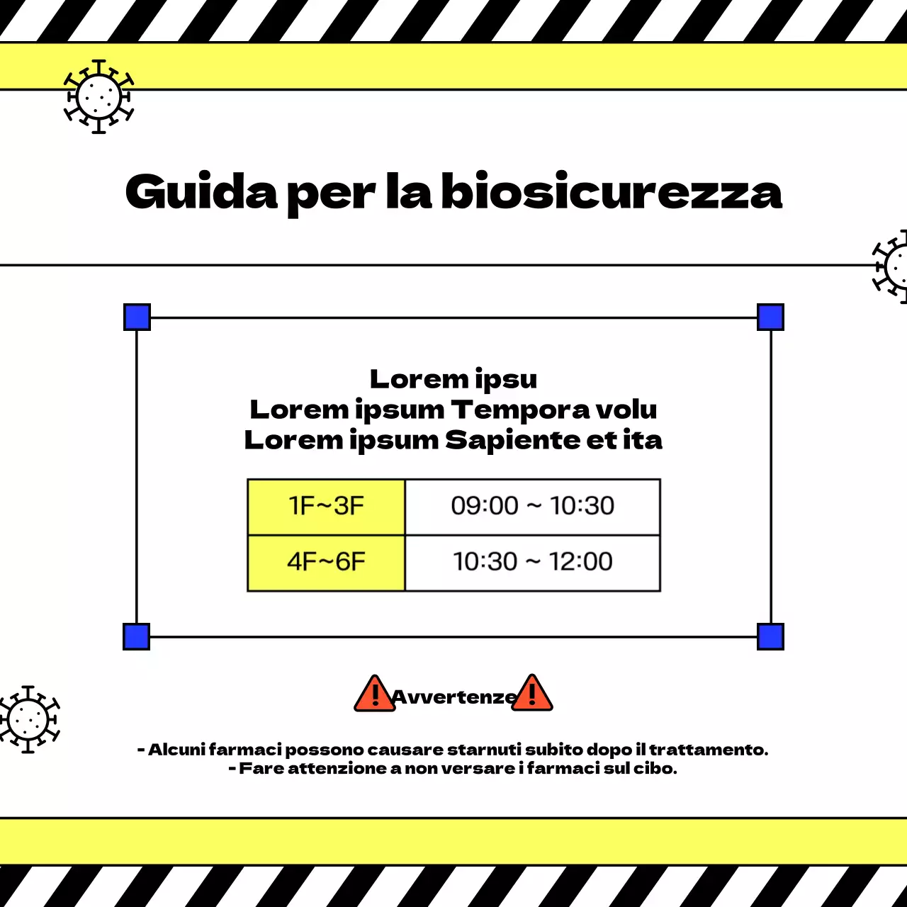 Semplici annunci di quarantena gialli e neri