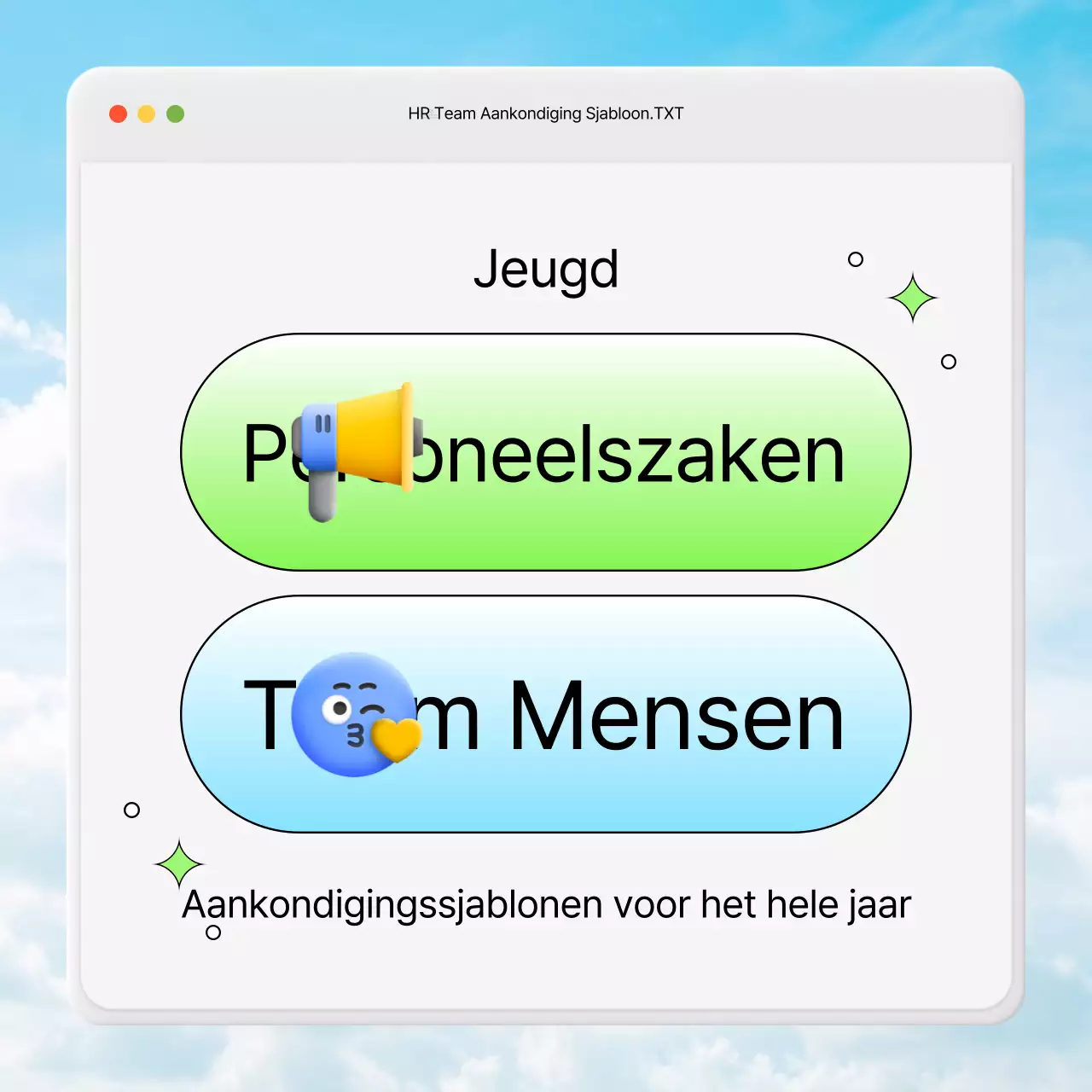 HR eenjarige aankondigingen in chartreuse en lichtblauw
