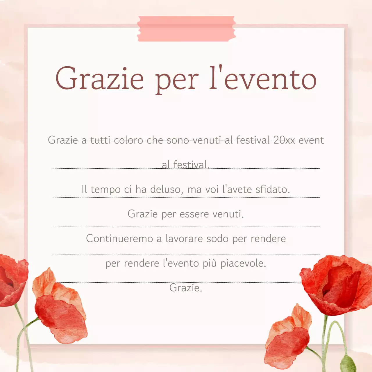 Un simpatico messaggio di ringraziamento con sfondo rosa