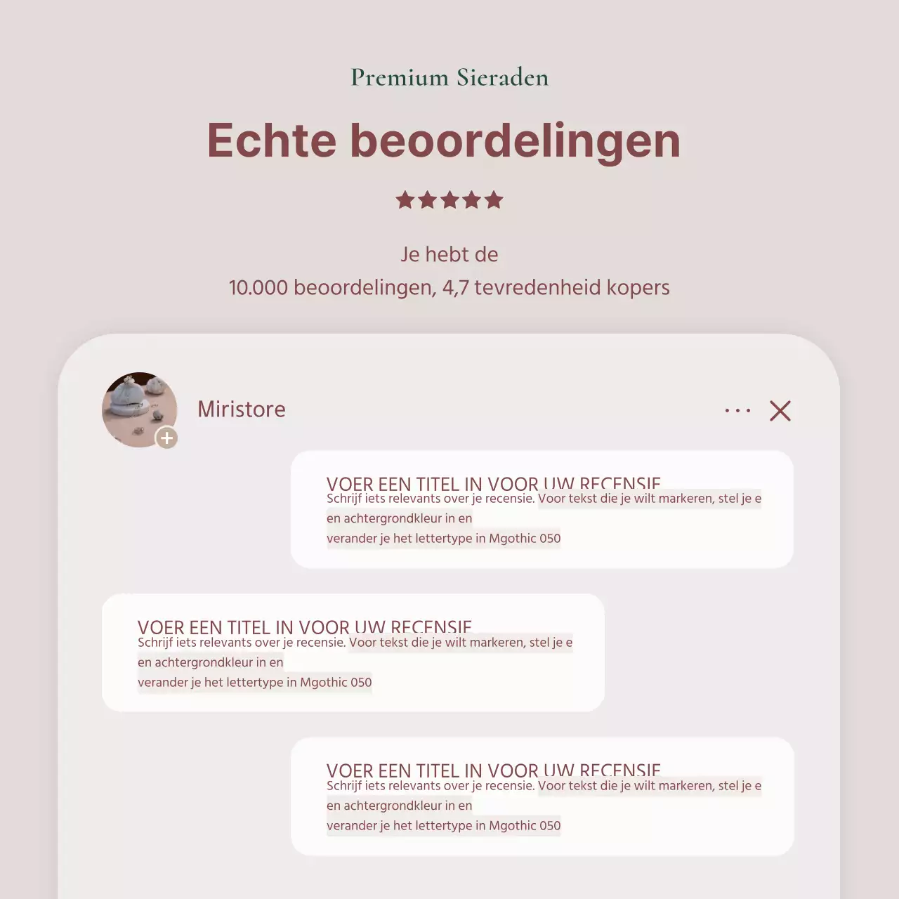 Een advertentie voor een lookbook met trendy sieraden in roze en bruin.