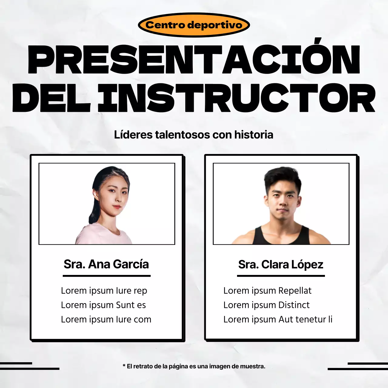 Anuncio minimalista de reclutamiento de un club de fútbol en negro y naranja