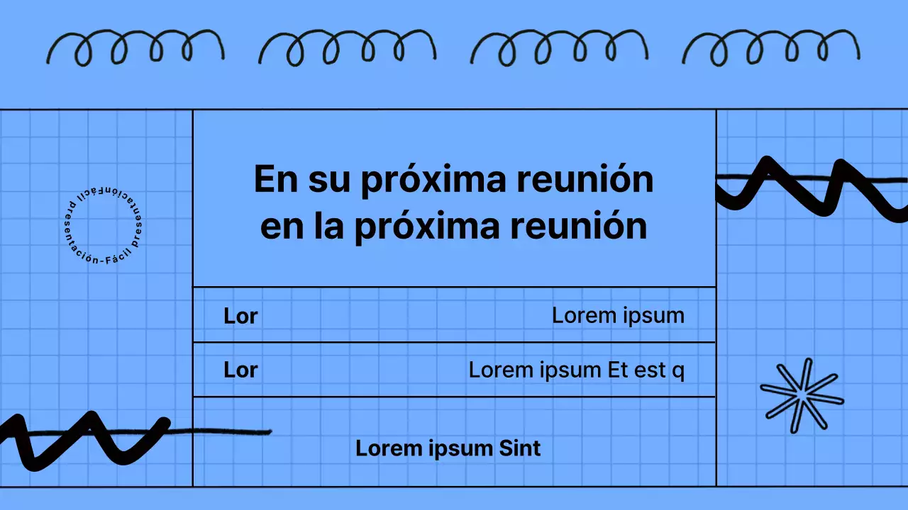 Material de reunión kitsch en azul