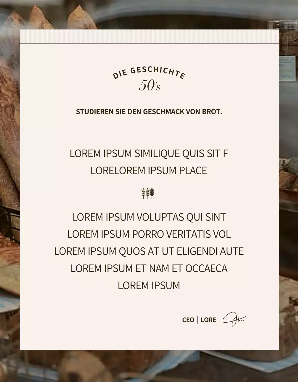 Werben Sie für eine moderne Bäckereiveranstaltung in Schwarz und Beige