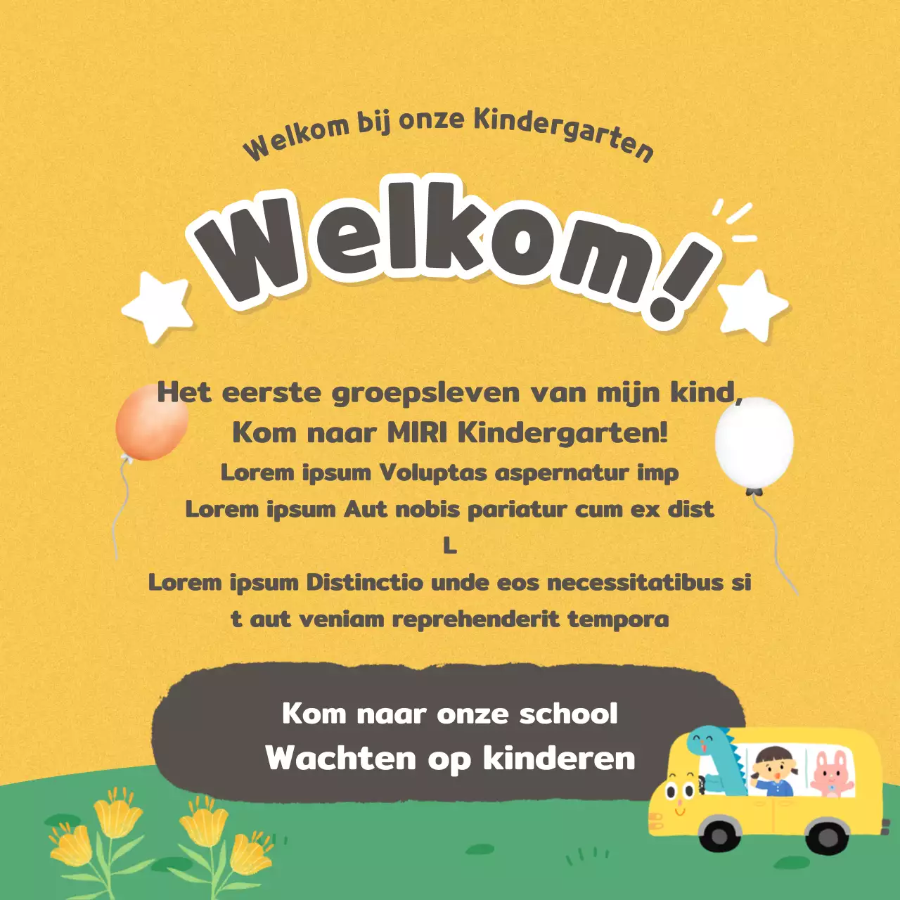 Groene en gele kleuterschool advertenties