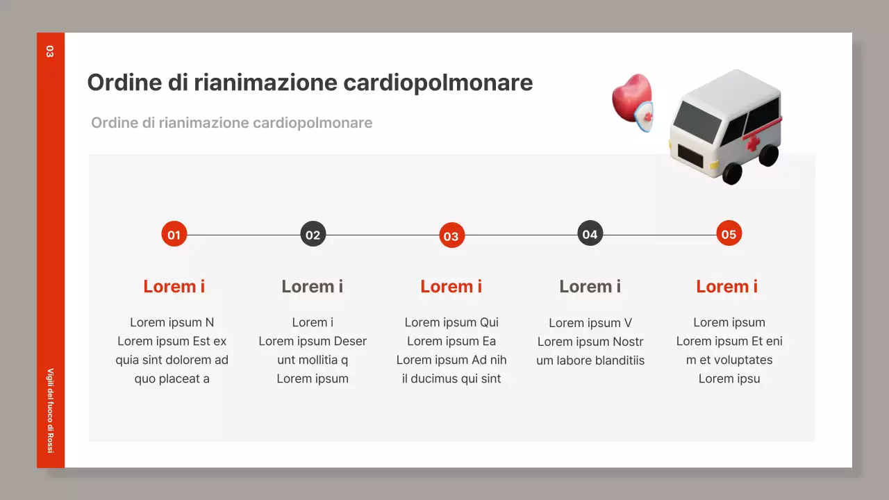 Materiale semplice per la formazione sulla RCP di colore rosso e marrone