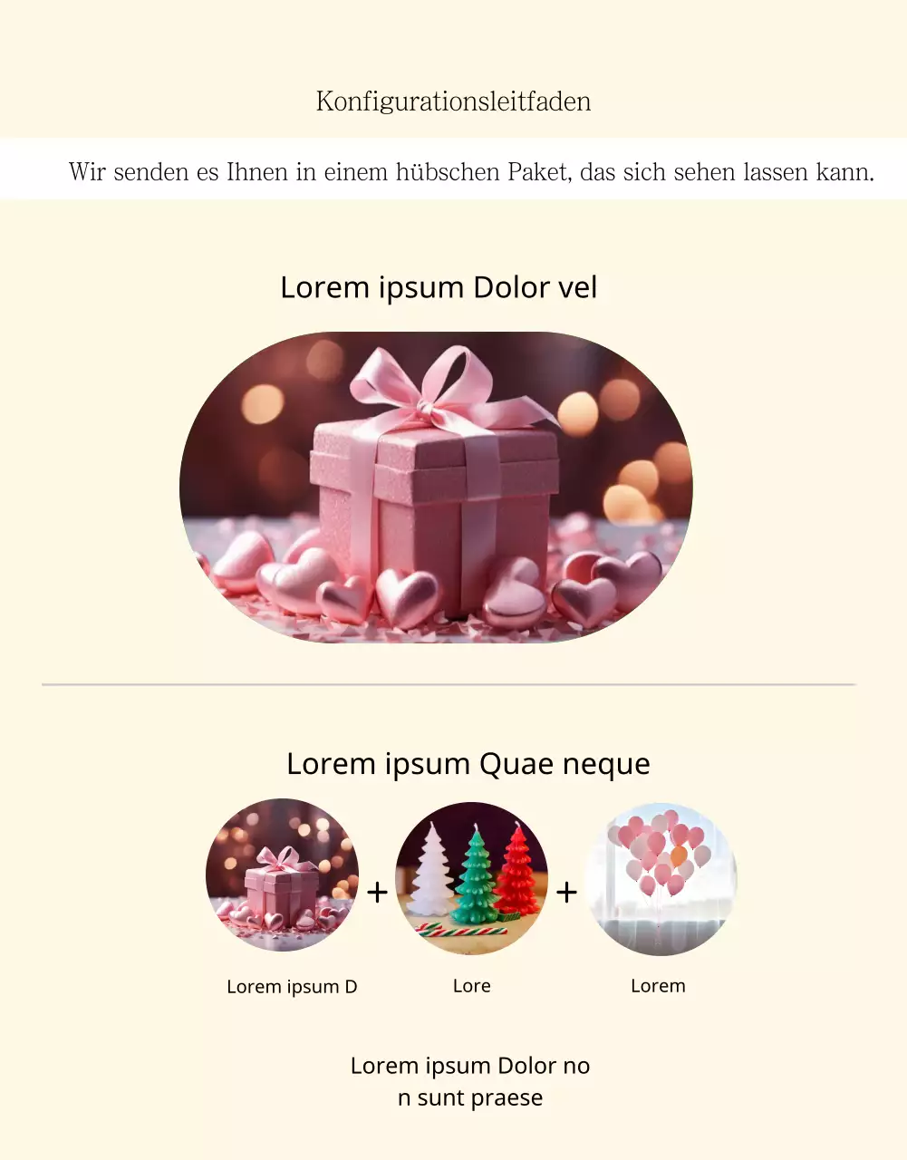 Ankündigung des Verkaufs einer einfachen beige-elfenbeinfarbenen Torte