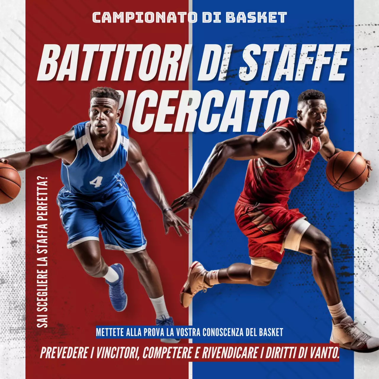 Annunci di tendenza rossi e blu per la predizione delle fasce della March Madness