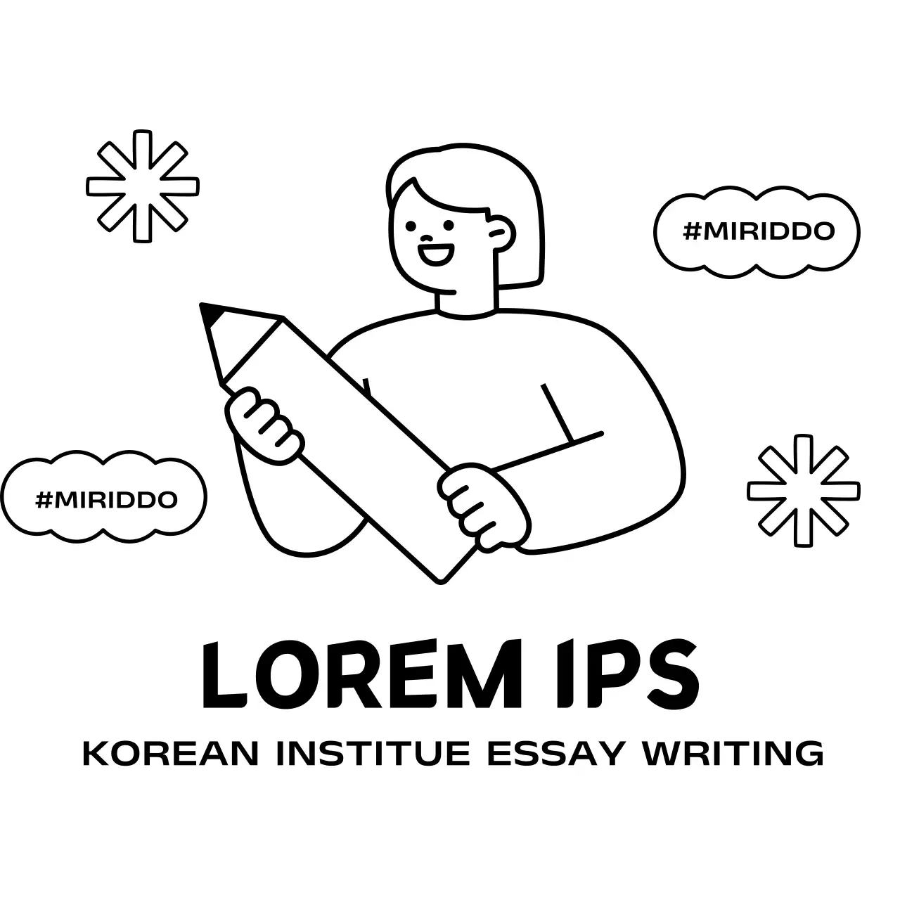 A cute cram school with pencils and characters