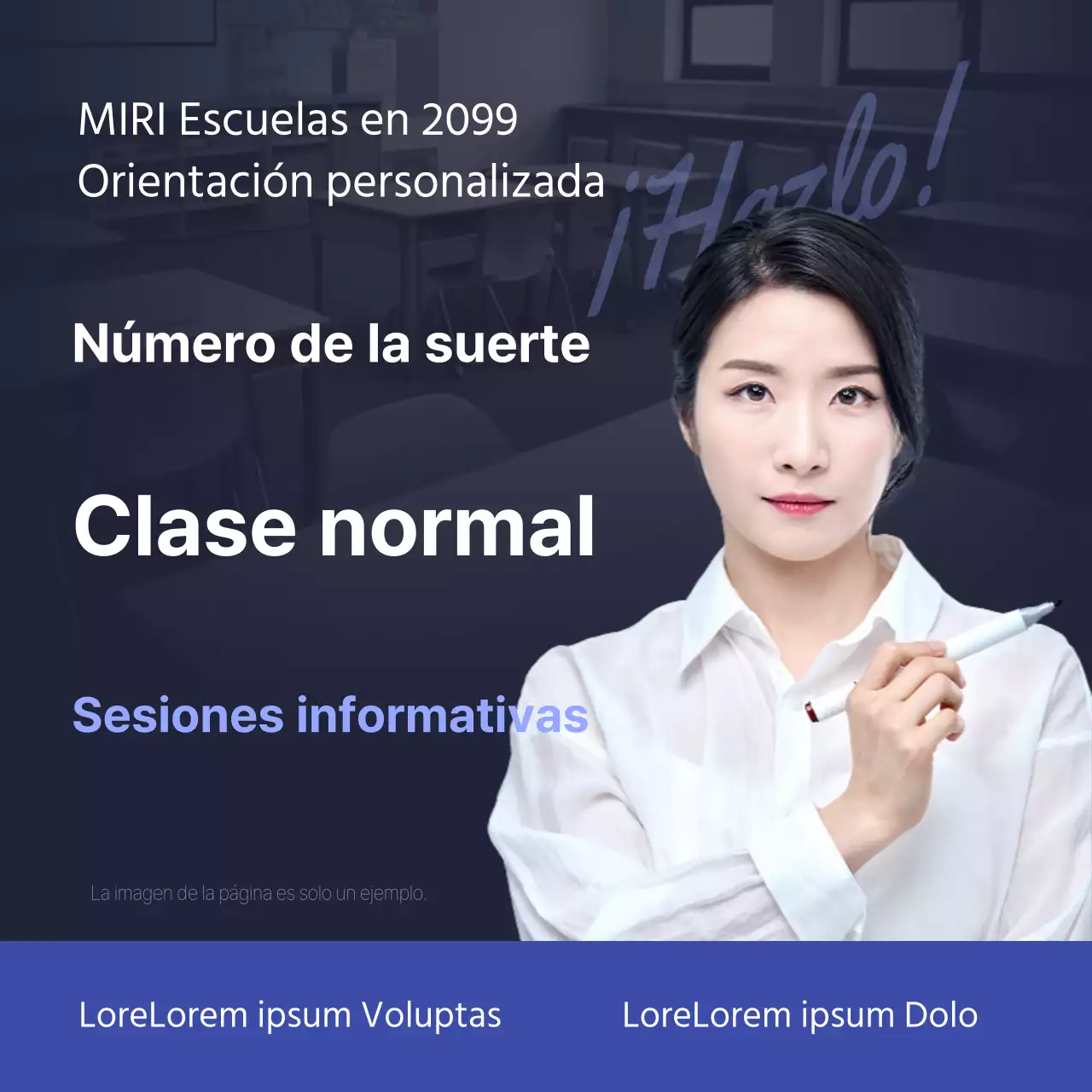 Promover sesiones informativas sobre admisiones de prestigio en azul y azul marino