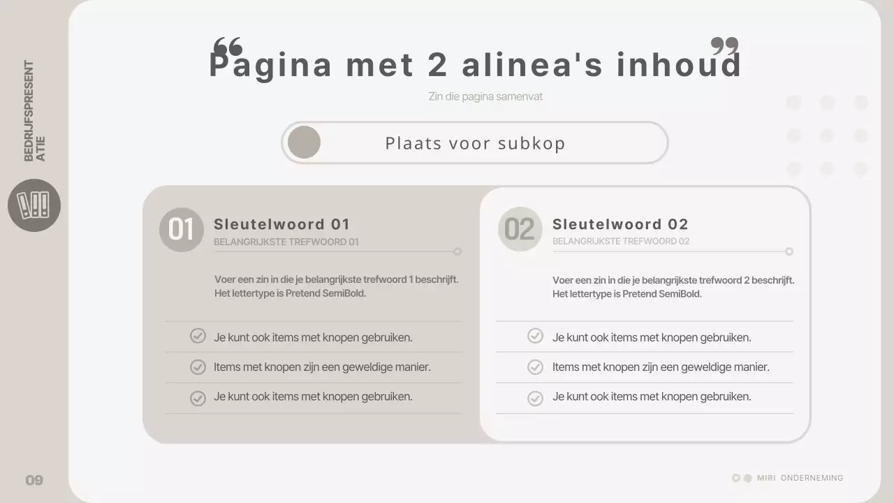 Een eenvoudige, beige bedrijfspresentatie