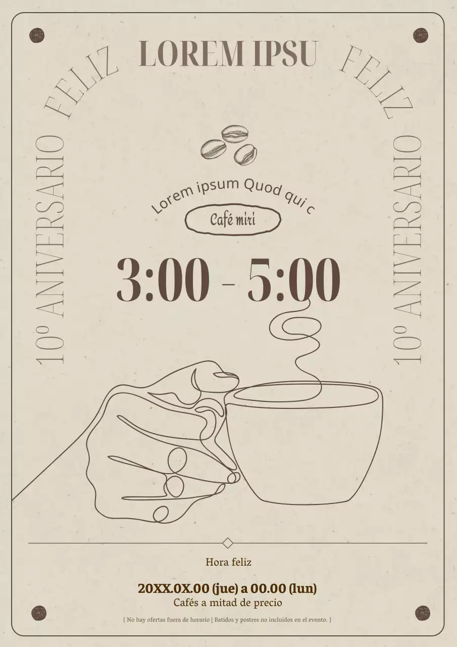 Promover descuentos en café clásico beige y marrón