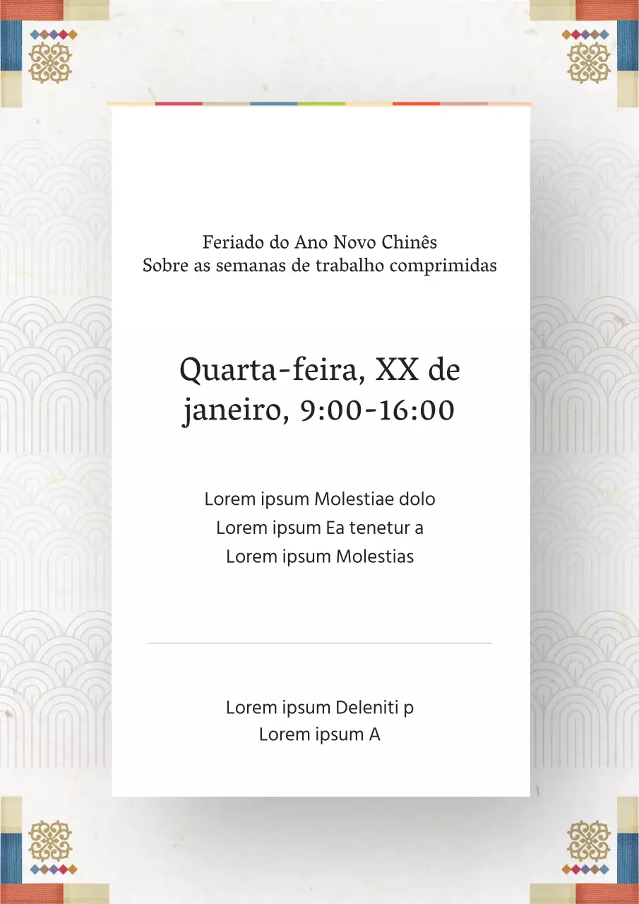 Anúncio de encerramento do feriado tradicional bege do Ano Novo Lunar