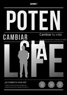 Portada de libro moderno de autoayuda en negro y gris