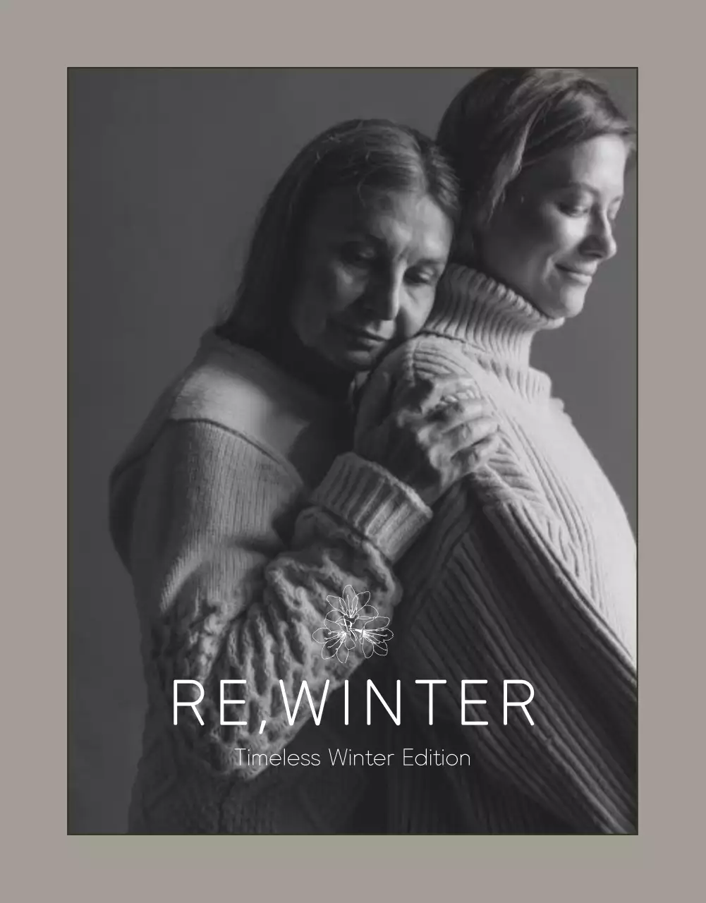 ベージュとブラウンのモダンな冬のニット広告