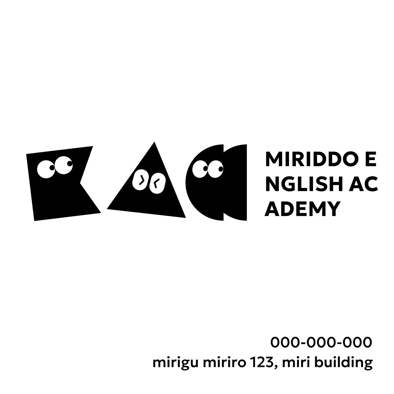 図形キャラクターを使ったかわいいコンセプトの英語アカデミー。