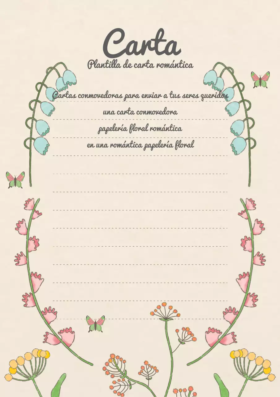 Papelería ilustrada floral clásica en beige y rosa