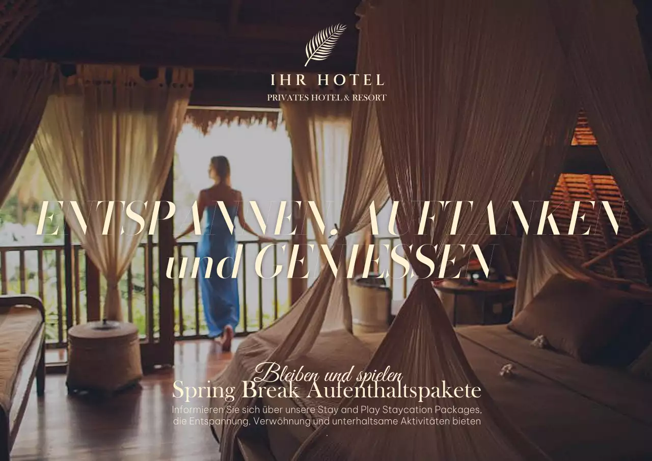 Werbung für ein Luxus-Resort-Hotel in Brauntönen