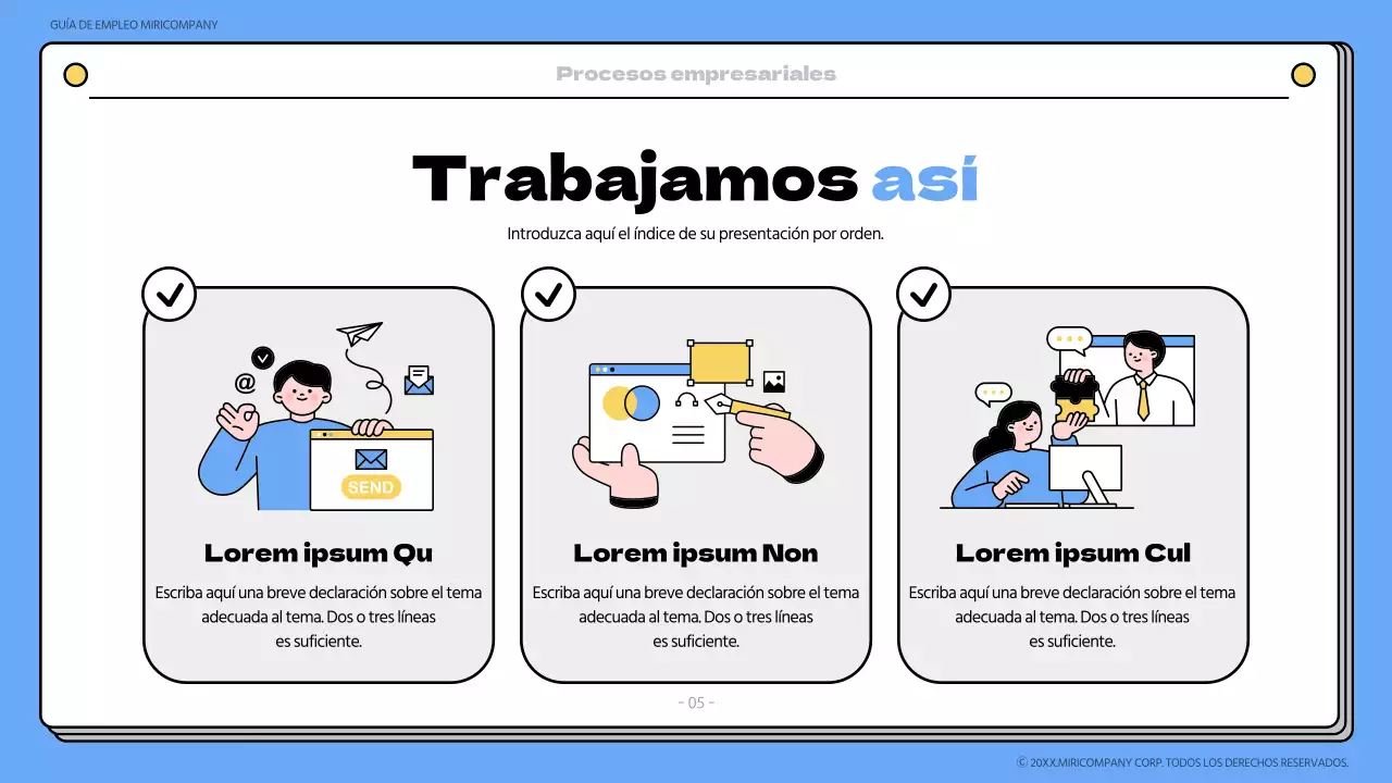 Materiales de formación del libro de embarque azul y amarillo