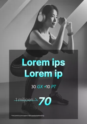 Een trendy korting op fitness in zwart-wit en lichtblauw