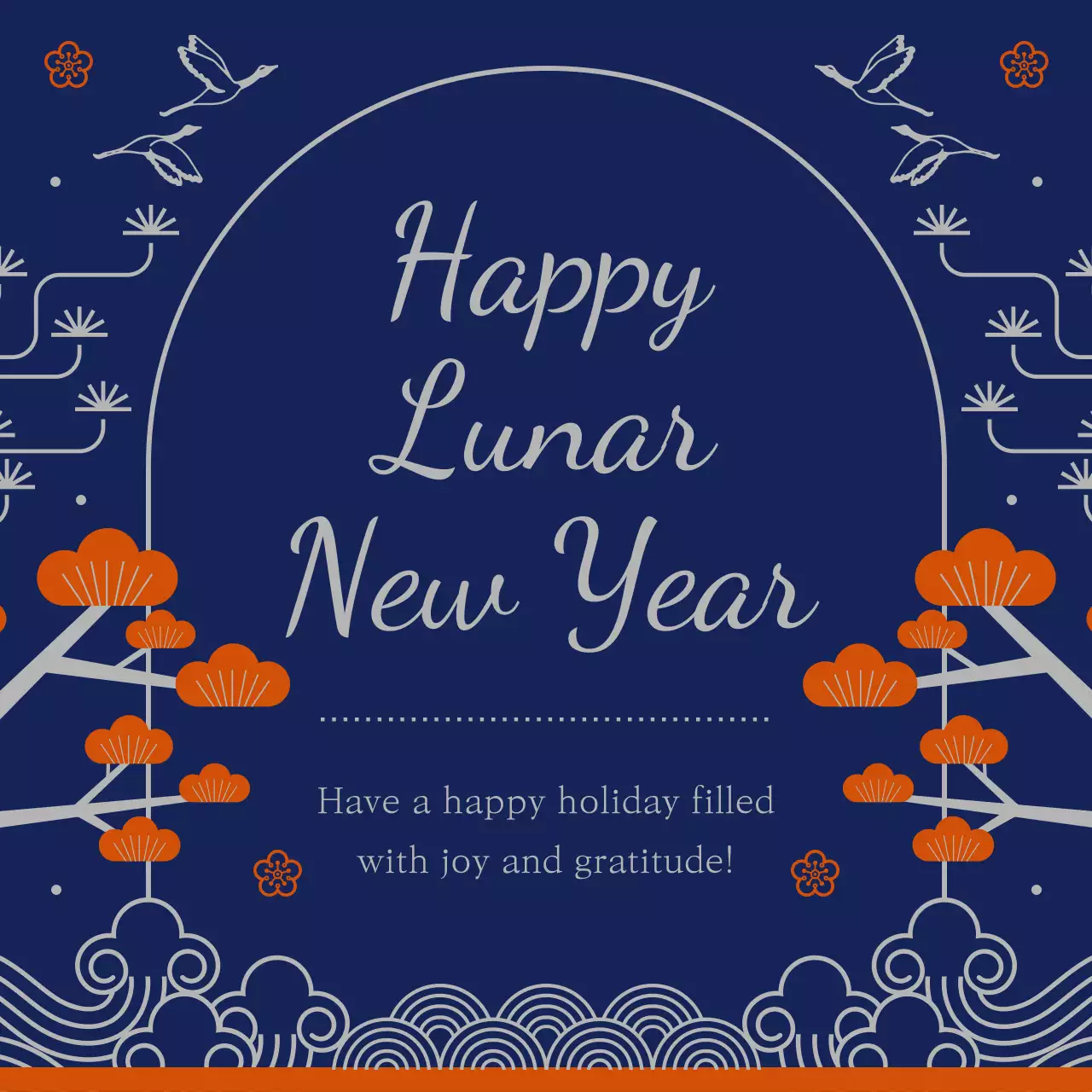 Navy Traditional Holiday Greetings Card Social Media Post