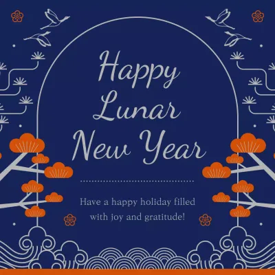 Navy Traditional Holiday Greetings Card Social Media Post