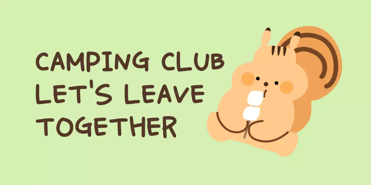 A cute concept camping club with squirrel drawings and handwritten fonts