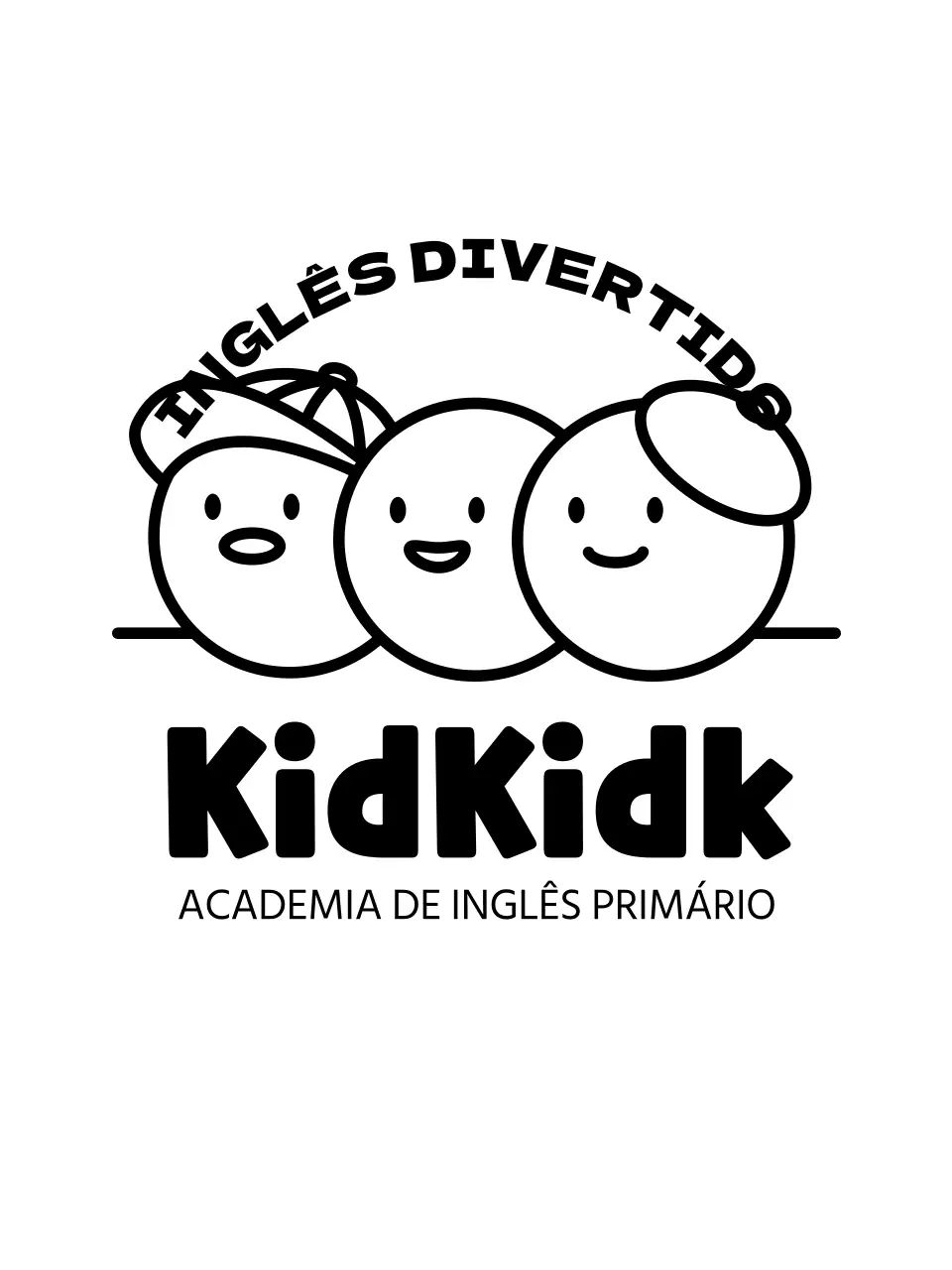 Desenho de escola de inglês com ilustração de um círculo giro