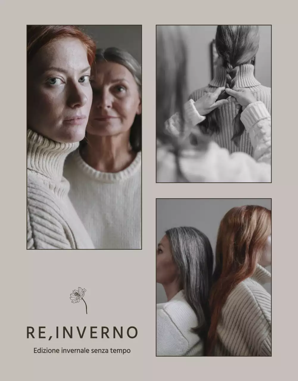 Annuncio di maglieria invernale moderna in beige e marrone