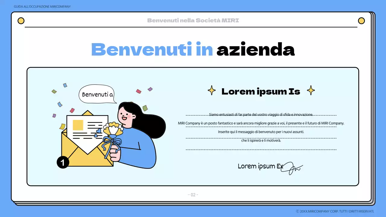 Materiale di formazione del libro di onboarding blu e giallo