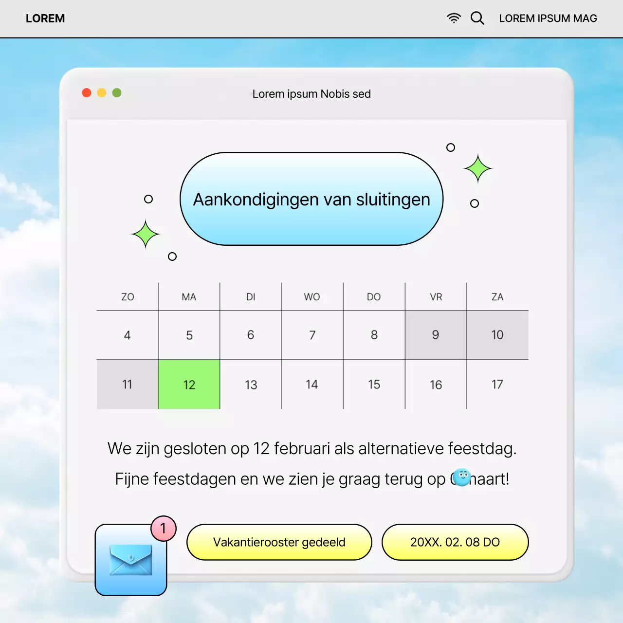 HR eenjarige aankondigingen in chartreuse en lichtblauw