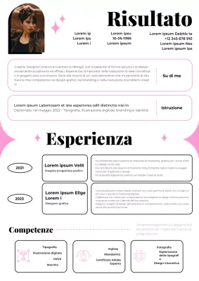 Curriculum del designer grafico geometrico nero e rosa