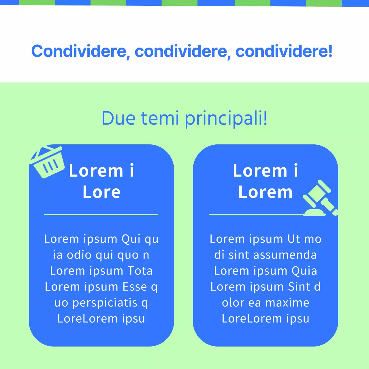 Un mercato di condivisione in verde e blu