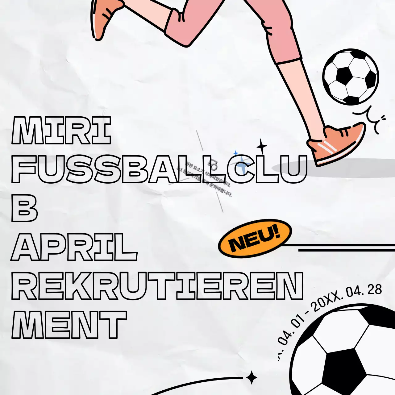 Minimalistische Werbeanzeige eines Fußballvereins in Schwarz und Orange