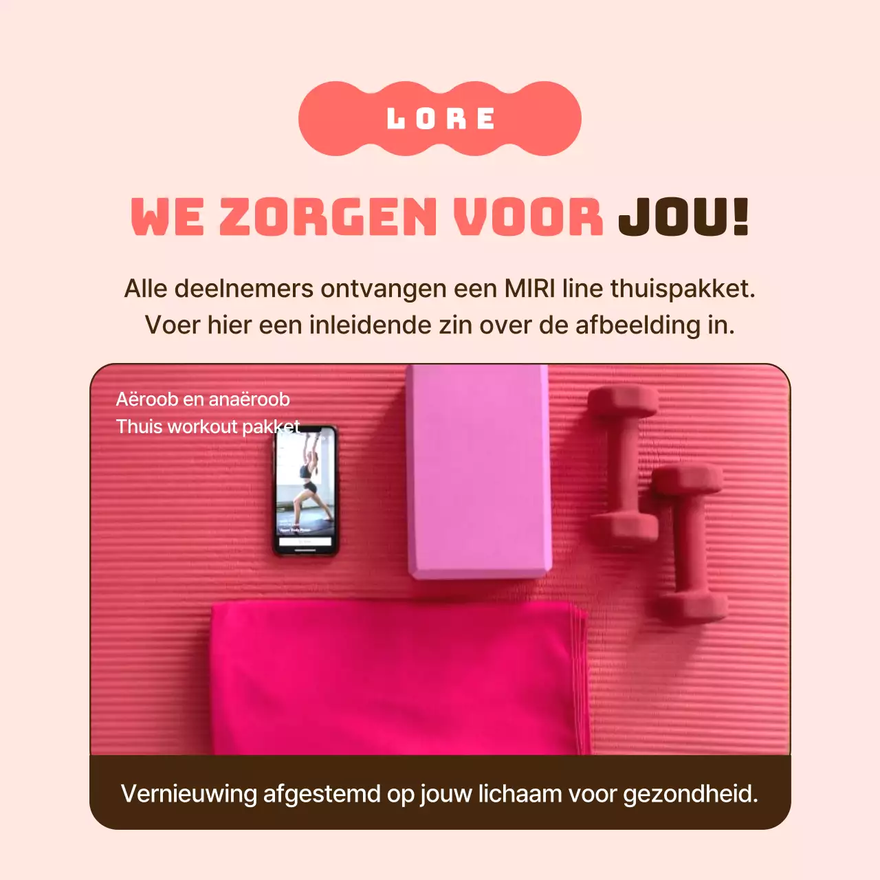 Een eenvoudige roze en bruine thuisworkout promoten om supporters te werven